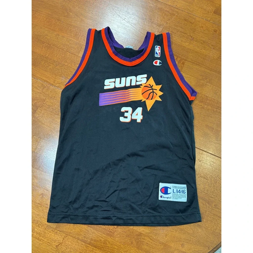 Champion Phoenix Suns Jersey Youth L 14-16 Black Charles Barkley 34 NBA
